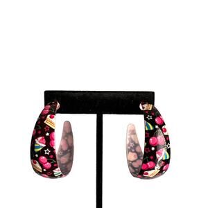 Vintage | 80’s Rockabilly Dessert Cherry Hoop Earrings